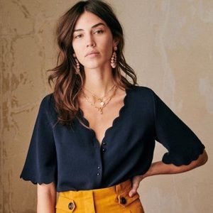 Sezane Antika Scalloped Blouse (S/M)